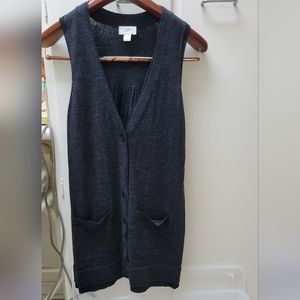 LOFT Gray Sleeveless Sweater Vest Button Down Tunic medium